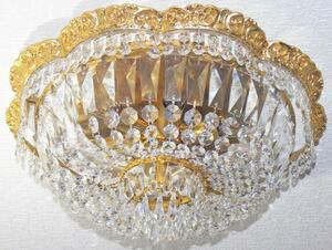 豪華◆スワロフスキー シャンデリア◆高純度クリスタルガラス 希少 真鍮純金メッキ◆幅約45cm×高さ約22cm