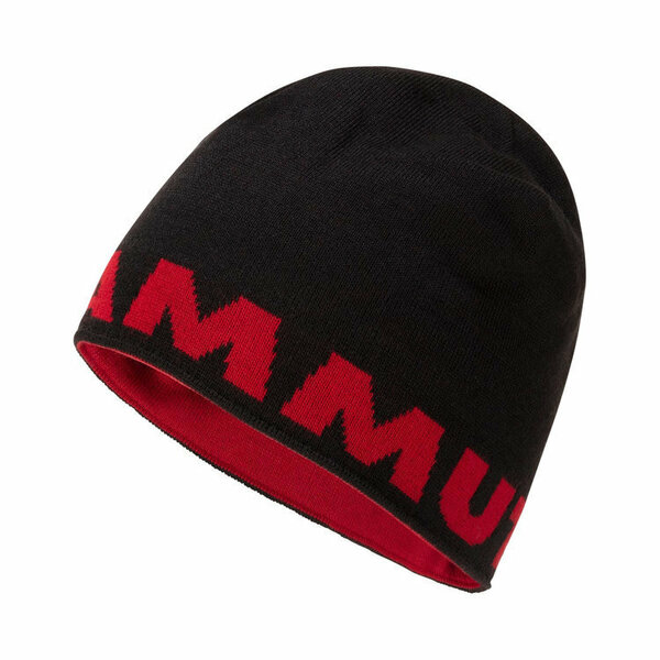 マムート ロゴ ビーニー ニット帽 リバーシブル ブラック×レッド 新品　Mammut Logo Beanie