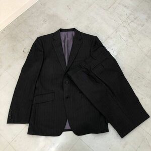 スーツ ストライプ セットアップ ビジネス タケオキクチ　ブラック　パープル　サイズ3【17