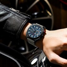 メンズ 腕時計 高品質 クオーツ クロノグラフ 防水 カジュアル レザー ウォッチ ファッション 全4色 BQ347_画像2