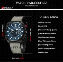 メンズ 腕時計 高品質 クオーツ クロノグラフ 防水 カジュアル レザー ウォッチ ファッション 全4色 BQ347_画像10