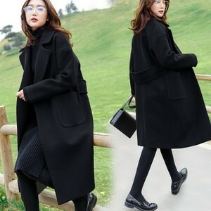  autumn winter lady's Chesterfield coat long height warm wool coat commuting 