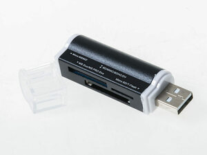 LDL1049# イダータイプ マルチリーダー SD/MiniSD/TF/MS/M2対応 カードリーダー USB2.0/黒 AZA-43984