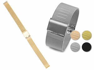 LDL1123# 汎用 ステンレス製 メッシュ 腕時計 ベルト ブレスレット バンド 交換用 22mm /ゴールド AFA-43549