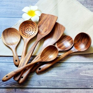 Taichiku Natural Wood Spoon Turner Turner Long Cooking Spoon Spoon Кухонный набор инструментов Catrary Table Wear DJ854