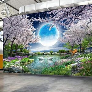 カスタム壁画壁紙月餅桜の木自然風景壁画リビングルームのベッドルームの写真の壁紙家の装飾q451264863