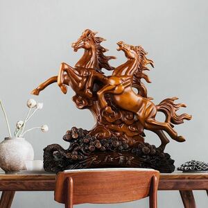 LDL1317# 高級 跳ね馬 馬彫刻 天然木 彫刻 装飾品 風水 置物 事務所 開運 幸運 出世 会社 飾り オブジェ インテリア