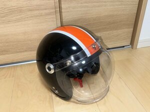 リード工業 BARTON BC-10 スモールジェットヘルメット ブラック×オレンジ サイズ【FREE 57-60cm】クリアシールド付き ブラック