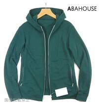 新品 春物 定価1.2万 アバハウスABAHOUSE　リブニット ジップアップ パーカー　46/M　緑 グリーン　ABAHOUSE_画像1