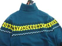 新品 ジャックバニー/パーリーゲイツ　ジャガードロゴ タートルネック ニット　6/LL　ターコイズ ハイネック 「Warm Knit」 Jack Bunny!!_画像2