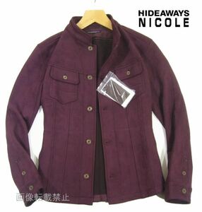 新品 ニコル　スタンドカラー Fスエード ジャケット　46/M　ボルドー　ハイストレッチ シャツ ブルゾン HIDEAWAYS NICOLE