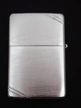 復刻ZIPPO　＃２３０　BRUSH CHROME FT　フラットトップ・ラインあり　１９８６年頃購入品？　紙箱　火種の発生は確認済み　_画像3