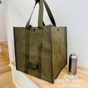 キャンプ 超高品質 厚手帆布製 50L多機能収納ケース 薪バッグ 折りたたみ 焚き火 アウトドア バーベキュー アクセサリ野外登山39×39×40cm