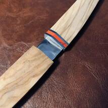 超高品質 木鞘ナイフ 鋼刃 和式小刀 伝統工芸　日本刀型 キャンプ　アウトドア　釣り 野外登山 25cm_画像6