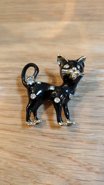 ブラックキャット 黒猫 エナメル ブローチ/ ヴィンテージアクセサリー