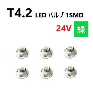 T4.2 LED バルブ 24V 緑 6個 グリーン SMD ウェッジ メーター エアコン パネル 灰皿 バス トラック 大型 車 専用 インテリア 定型外 送込