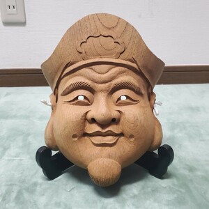 欅　木彫　大黒面　（検索 能面 伝統芸能 古美術 神楽面 狂言面 能楽 骨董 小面 雅楽　s2/948