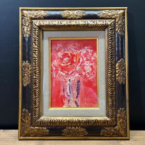 油彩 額装 絵画 薔薇 バラ インテリア 額 飾 作者不明