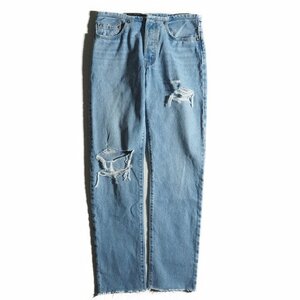 M6886f46 VLevis PReMIUM Levi's V new goods MINI WAIST light indigo DESTRUCTED Denim pants 26 / blue damage processing season 
