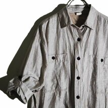 C1848f6　▼Ron Herman ロンハーマン▼　22SS オーバーサイズ linen shirt リネンシャツ ブラウン S / 茶 ロールアップ サマーシャツ 春夏_画像2