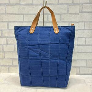  new goods made in Japan ... Kyoto west .. woven . Japanese clothes tote bag cotton inside .. regular Indigo . Random pin tuck ...L cotton 100% cow leather original leather blue blue 