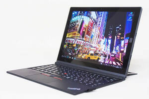 【1円～】高解像度12.型FHD+タッチ液晶 ThinkPad X1 Tablet 2nd Gen i5-7Y57 RAM8G SSD256G カメラ 指紋認証 Win10Pro ACアダプタ付属