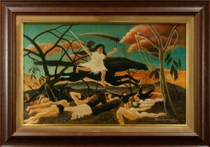 Art Auction ●Henri Rousseau ●Oil painting Hand-painted War Front signature Certificate of Authenticity M10 Framed Copy/Search word (Gauguin/Chagall) f992, painting, oil painting, portrait