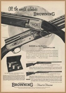 ブローニング社 ショットガン レトロミニポスター B5サイズ 複製広告 ◆ ライフル 狩猟 レジャー 銃 USAD5-357