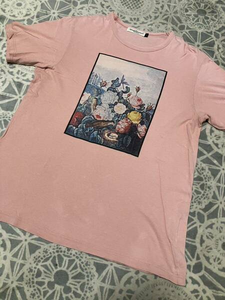 undercoverism ピンク　フラワー　絵画プリント　Tシャツ　サイズ3