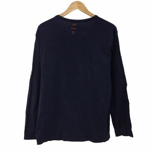 C315 Papas パパス 長袖 Tシャツ ロンT ロング ティシャツ トップス カットソー メンズ L 50 ネイビー 紺 コットン 綿 100%の画像5