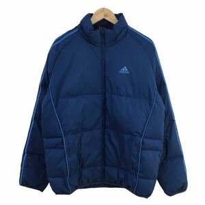 ※D-79 adidas アディダス 長袖 ジップアップ 中綿 ジャケット アウター 上着 羽織り トップス ダウン30%他 ネイビー系 メンズ O