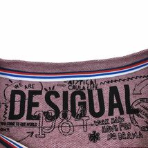 C324 Desigual デシグアル 大きいサイズ 長袖 Tシャツ ロンT ロング ティシャツ トップス カットソー メンズ XXL 44 赤紫系_画像7