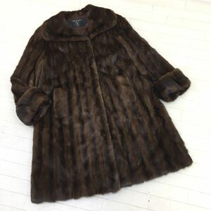 ※C-444 Valentino ヴァレンティノ 高級 本毛皮 MINK ミンク ミンクコート 毛皮コート 着丈 102cm ロングコート コート 上着 レディース