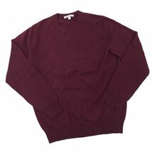 C325 UNIQLO ユニクロ カシミア カシミヤ 100% 長袖 ニット セーター プルオーバー ハイネック トップス メンズ M エンジ 無地_画像5