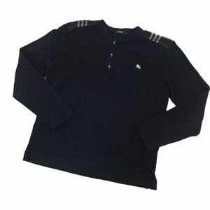 D515 BURBERRY バーバリー BLACK LABEL ブラックレーベル 長袖 ロンT トップス ロングTシャツ プルオーバー ブラック メンズ 3