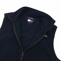 ND170 TOMMY HILFIGER トミーヒルフィガー ノースリーブ ジップアップ フリース ベスト 羽織り トップス ネイビー メンズ S_画像4