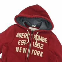 D517 Abercrombie & Fitch アバクロンビー＆フィッチ MUSCLE 長袖 ジップアップ スウェット パーカー トップス レッド メンズ S_画像2