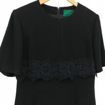 Nm197 CARVEN カルヴェン ブラックフォーマル 半袖 ワンピース ワンピ 喪服 冠婚葬祭 ブラック 黒 レディース 14 東京ソワール 日本製_画像2