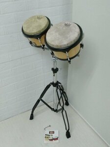 美品 CROWN PERCUSSION REMO ボンゴ パーカッション 打楽器 BONGOS スタンド 付き