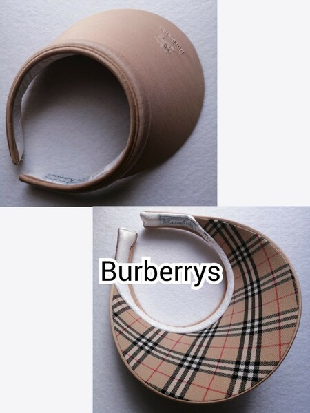 匿名配送 Burberrys バーバリーズ バーバリー サンバイザー つば長約10cm ベージュ/ノバチェック フリーサイズ 綿100%つば裏羊毛100%日本製