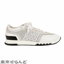 101708329 エルメス HERMES アディクト スニーカー ホワイト レザー H柄 パンチング シューズ 靴 43 メンズ_画像2