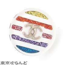 101693718 シャネル CHANEL ココマーク レインボーラメ ストライプ ピアス マルチカラーxホワイト 樹脂系 レディース D19C_画像3