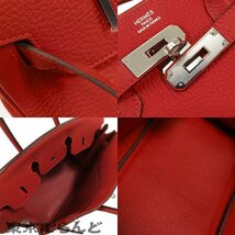 101711351 エルメス HERMES バーキン 35 □P刻印 赤 ルージュカザック シルバー金具 トリヨン ハンドバッグ レディース_画像8