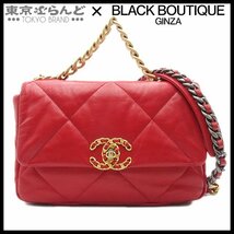 101713611 シャネル CHANEL シャネル 19 赤 ゴールド・シルバー金具 ラムスキン sway ショルダーバッグ ハンドバッグ レディース 29番台_画像1