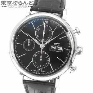 101697790 1円 IWC ポートフィノ クロノグラフ デイデイト IW391002 ブラック SS レザー 腕時計 メンズ 自動巻き 不動 ジャンク 現状