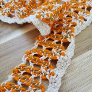  France antique knitted lace ribbon 2m Vintage handcraft Country handicrafts 