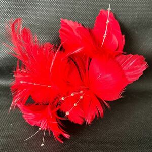  Showa Retro * red corsage feather Vintage ceremony for red graduation ceremony go in . type presentation wedding 