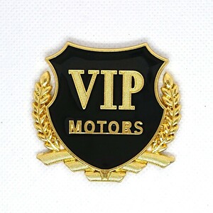 VIP MOTORS 3D ゴールド エンブレム ステッカー/送料無料 新品 ロゴ シール 汎用 カスタム ドレスアップ アクセント ワンポイント カー用品