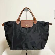 和202★ LONGCHAMP ロンシャン ルプリアージュ TYPE M ハンドバッグ レディース ブラック フランス製_画像1