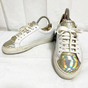  peace 206*① VIVIENNE TAM Vivienne Tam leather low cut sneakers shoes 36 lady's white silver 